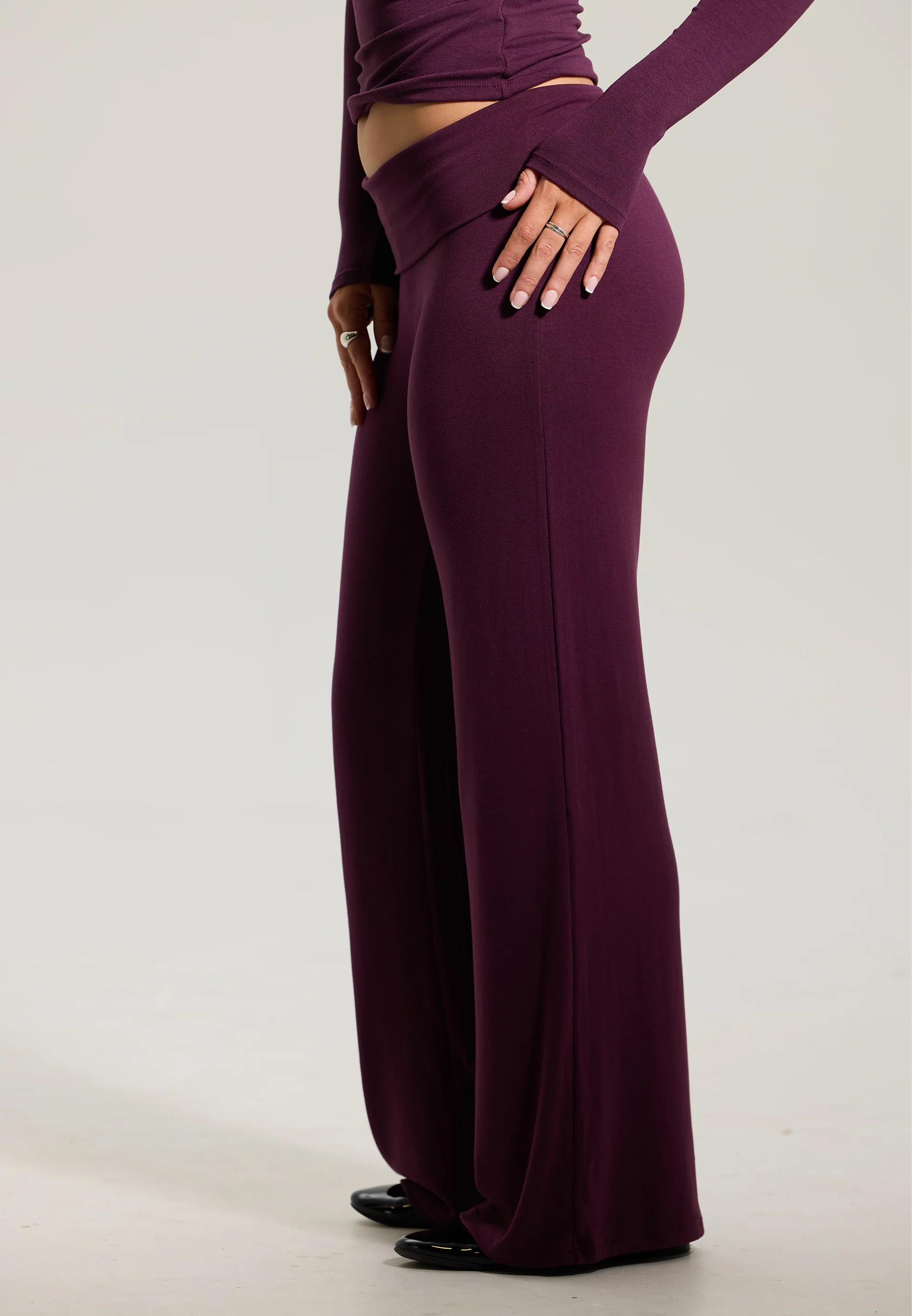 Fold Over Wide Leg Pants | Klassy