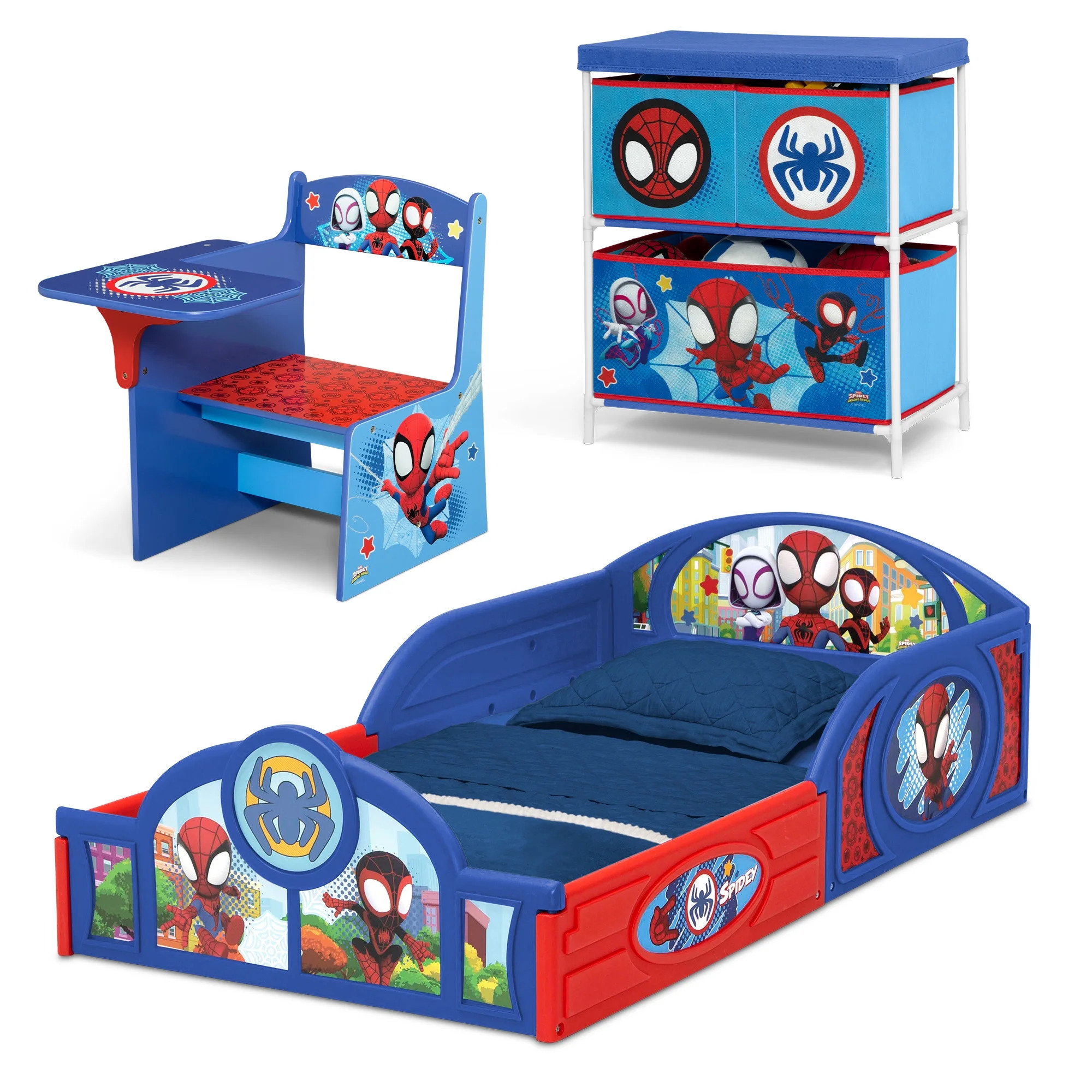 Spidey and His Amazing Friends 3-Piece Toddler Bedroom Set by Delta Children, Blue | Walmart (US)