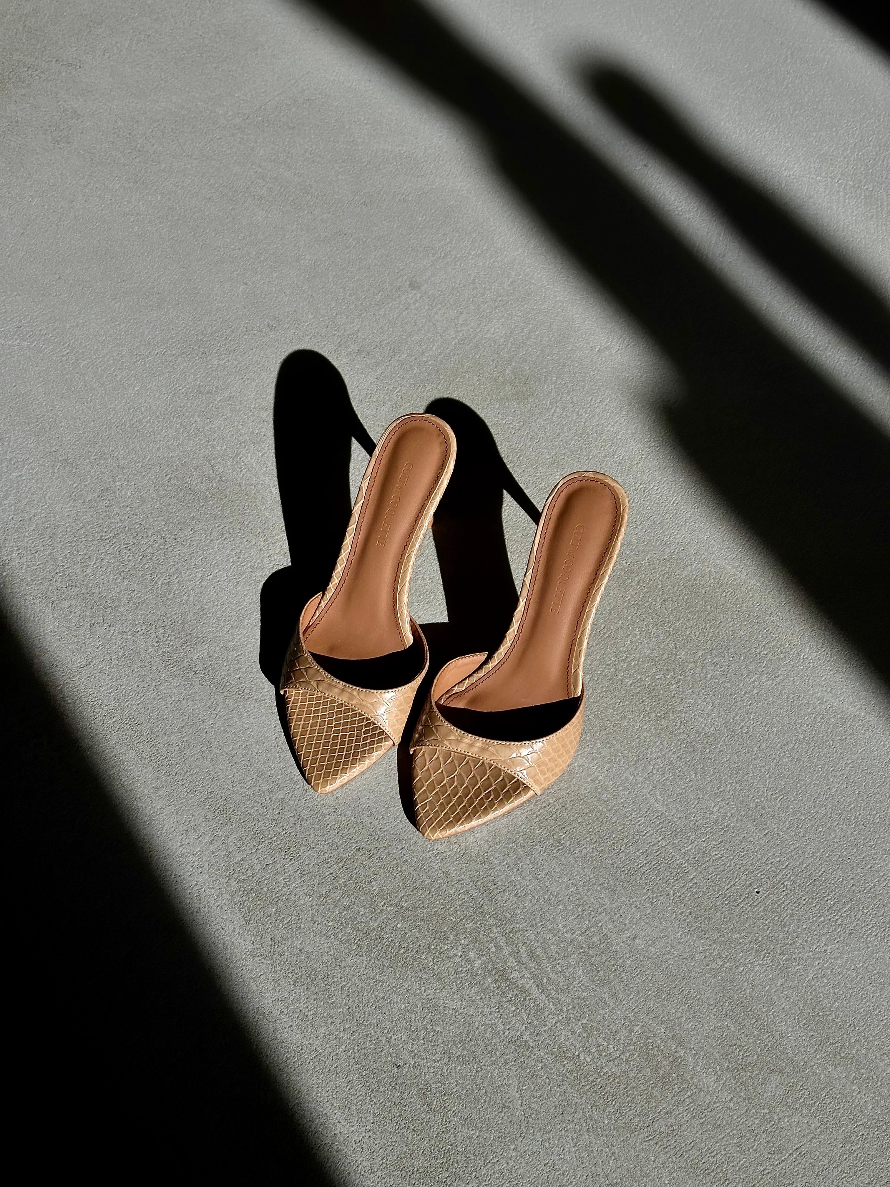 Gia Nude Reptile Vegan Mules 80 mm | CULT OF COQUETTE