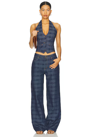 Renewal Halter Top in Indigo Plaid | Revolve Clothing (Global)