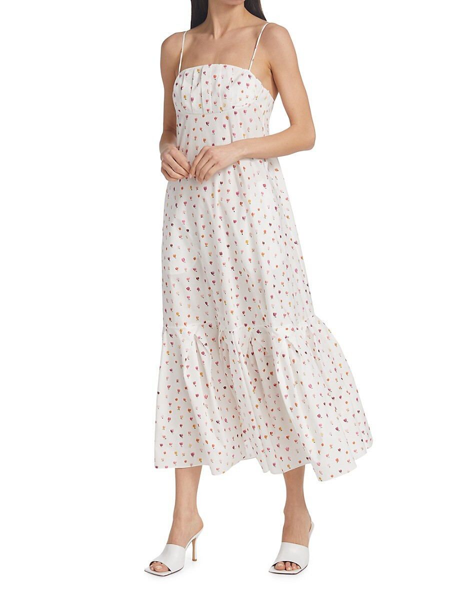 Rosie Assoulin Women's Floral Ruffle Hem Cami Dress - White Multi - Size 8 | Saks Fifth Avenue OFF 5TH