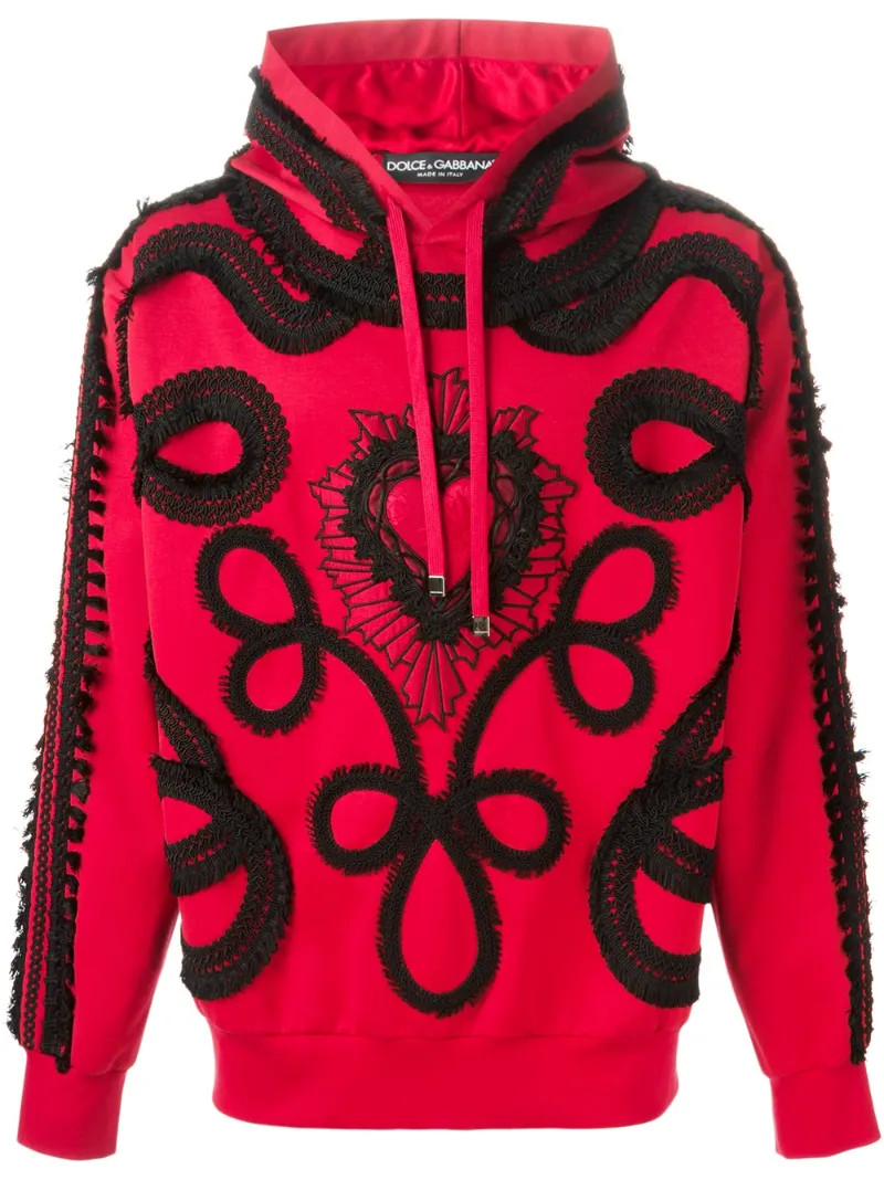DOLCE & GABBANA 'Sacred Heart' applique embroidered hoodie | FarFetch US