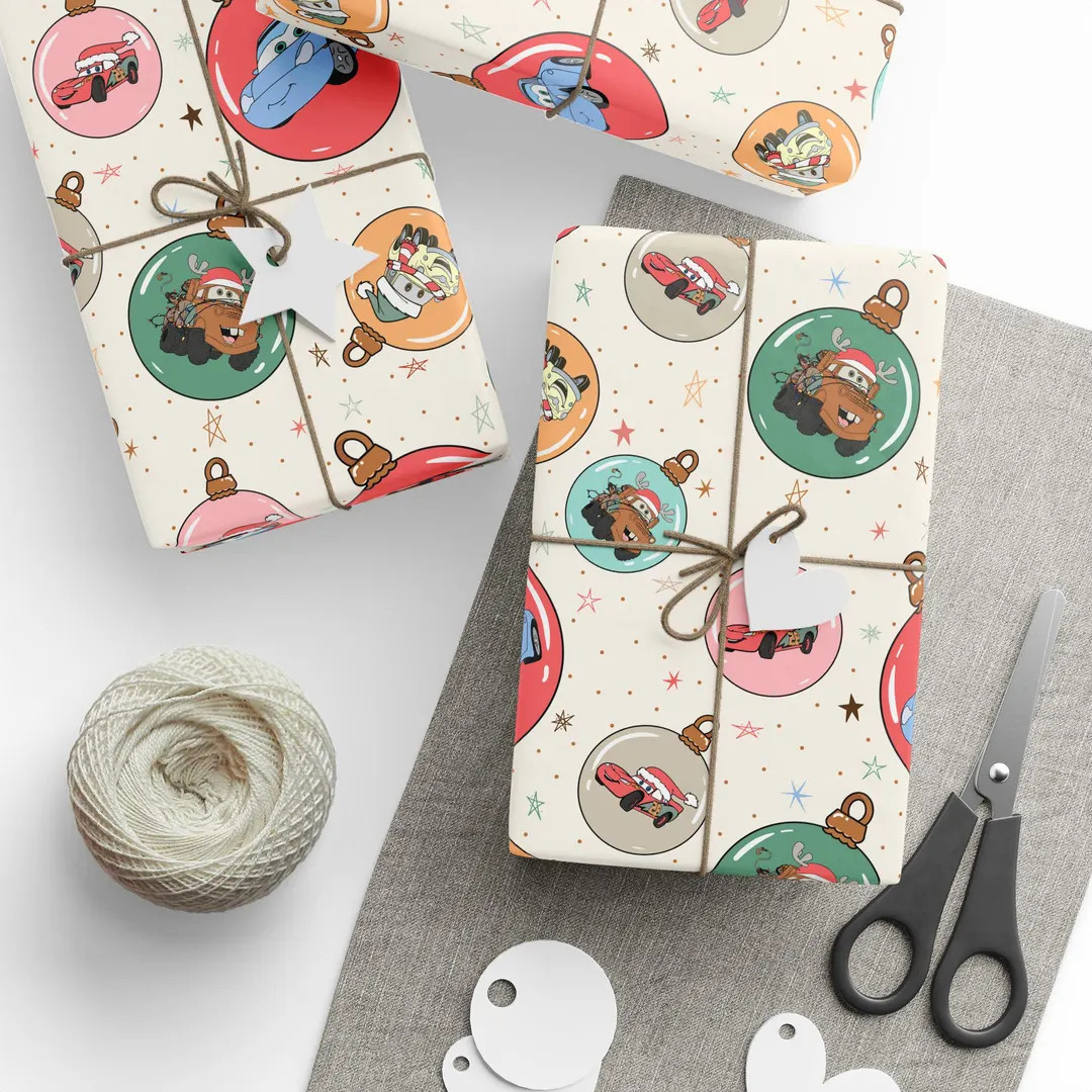 Disney Cars Christmas Wrapping Paper | Pixar Lightning Mcqueen Gift Wrap | Cars Holiday Paper | D... | Etsy (US)