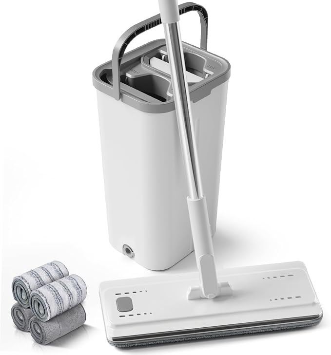 Masthome Wischmopp Set mit 2-Kammer-Eimer 2in1 Freihand Flachwischer mit einstellbar Edelstahlgri... | Amazon (DE)