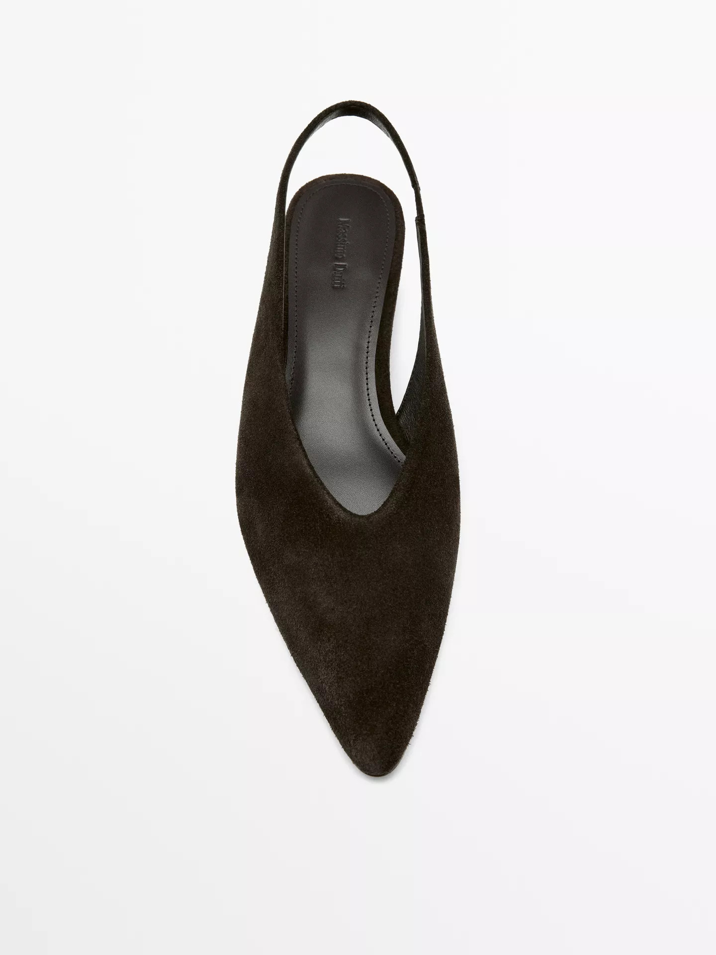 Split suede leather slingback shoes | Massimo Dutti UK