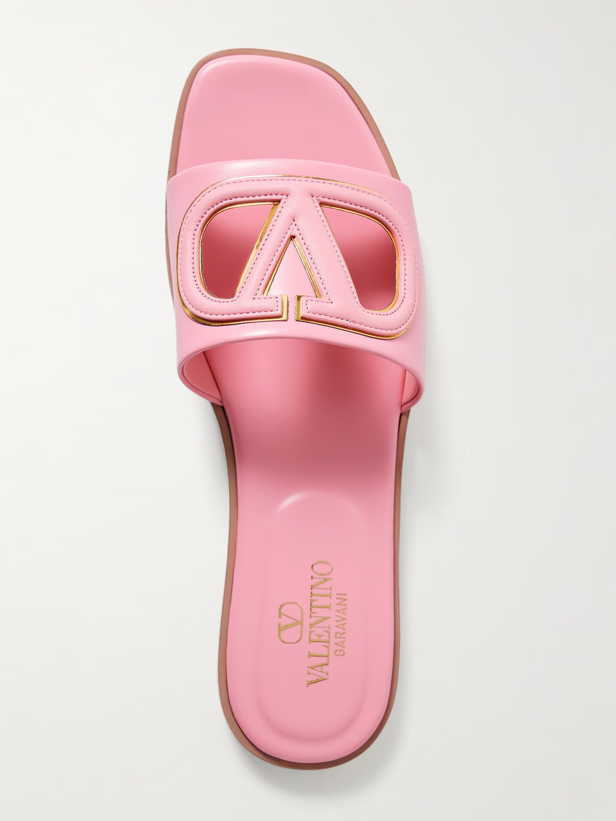 Valentino Garavani - Vlogo Cutout Leather Slides - Pink | NET-A-PORTER (US)