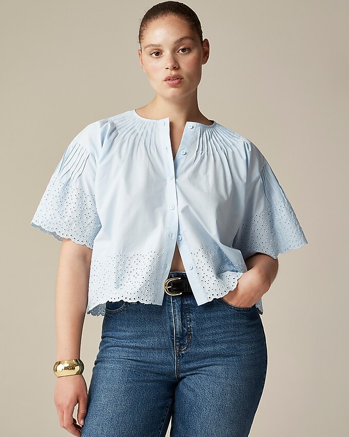 Jolie top in eyelet cotton poplin | J. Crew US