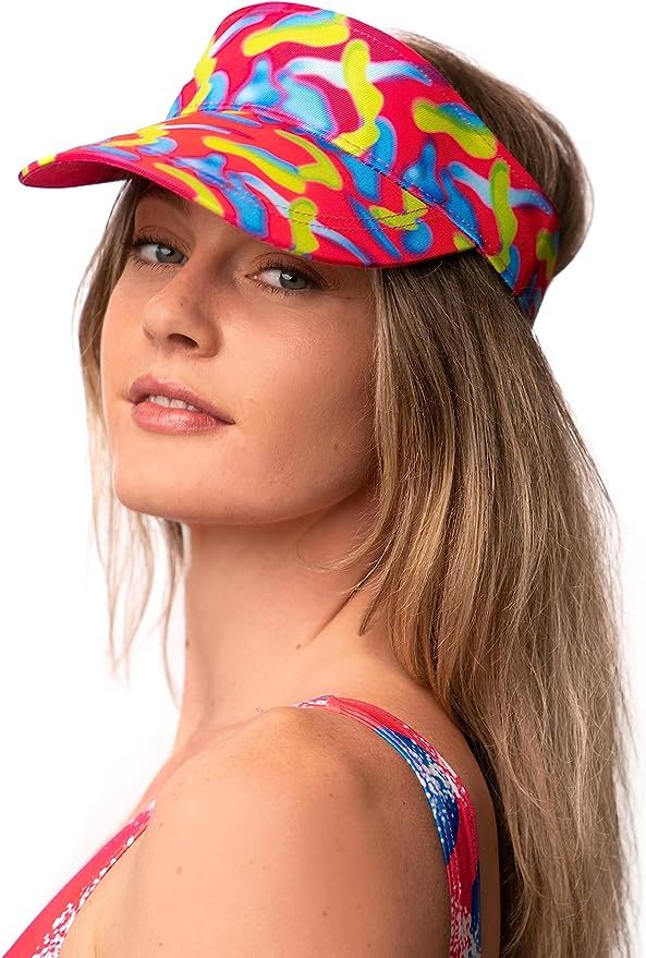 Cosplaya 80s Hat Costume Colorful - 2 pack - Visor Baseball Summer Beach Sports Mens Womens Color... | Amazon (US)
