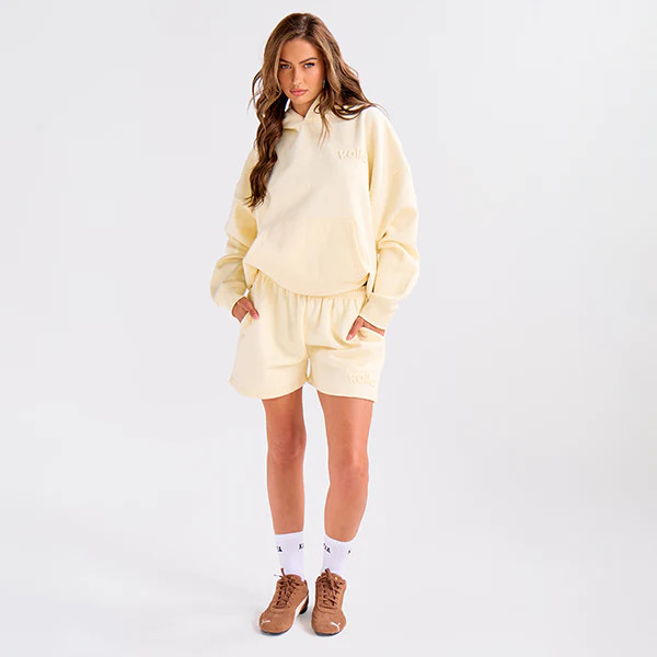 Kaiia Embossed Logo Oversized Hoodie Lemon | Public Desire