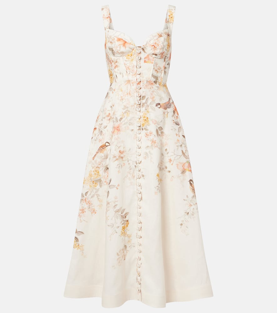 Zimmermann Luna printed linen midi dress | Mytheresa (UK)