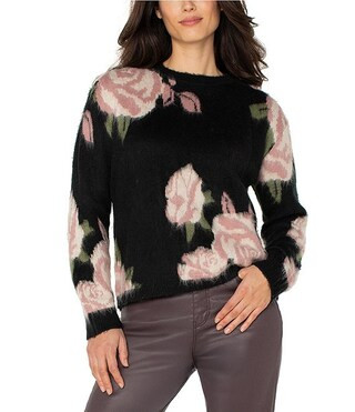 Liverpool Los Angeles Jacquard Printed Crew Neck Long Sleeve Sweater | Dillard's | Dillard's