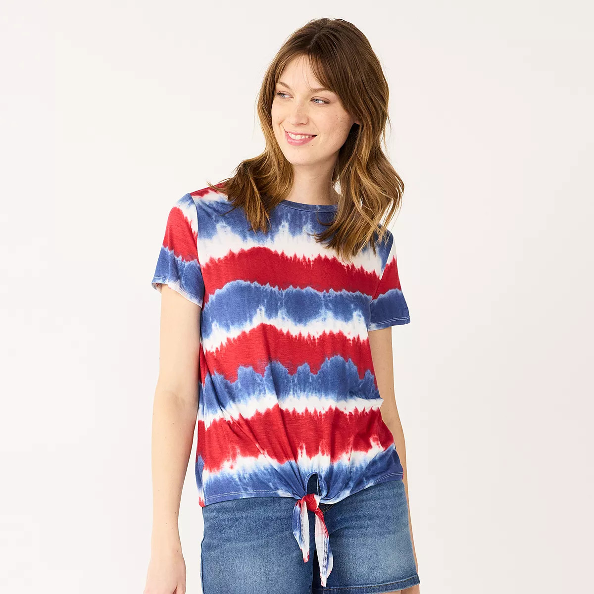 Women's Celebrate Together Tie-Front Print Tee | Kohl's