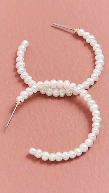 Imitation Pearl Medium Hoops | Shopbop