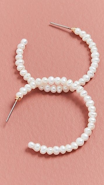 Imitation Pearl Medium Hoops | Shopbop