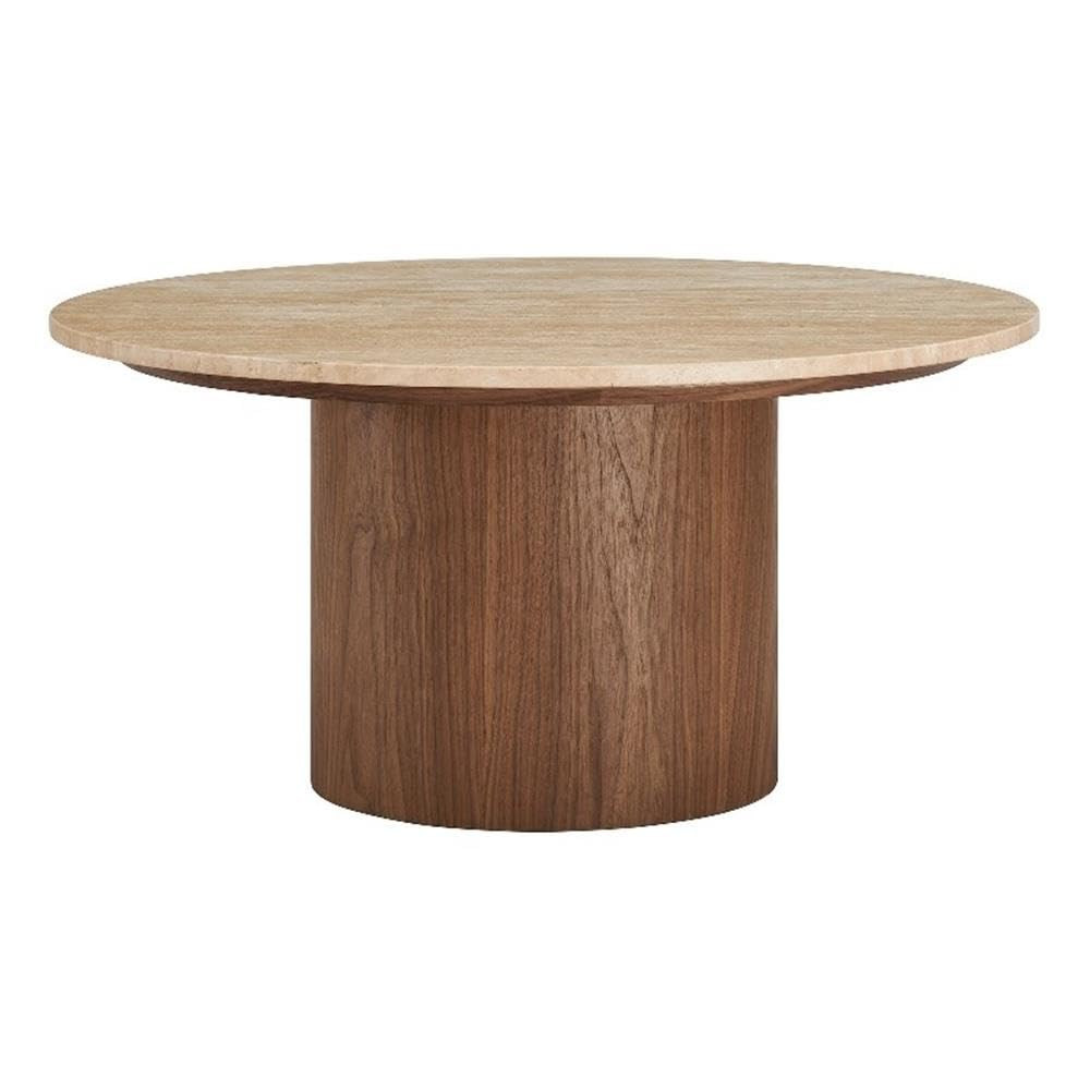 Modway Kioni Round Travertine Coffee Table in Walnut | Amazon (US)