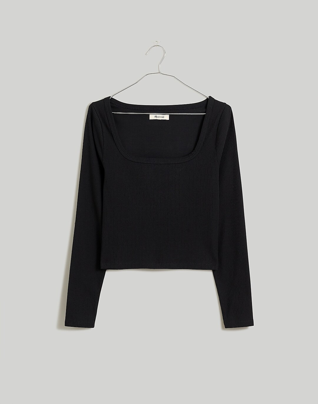 Square-Neck Long-Sleeve Crop Tee in Sleekhold | Madewell