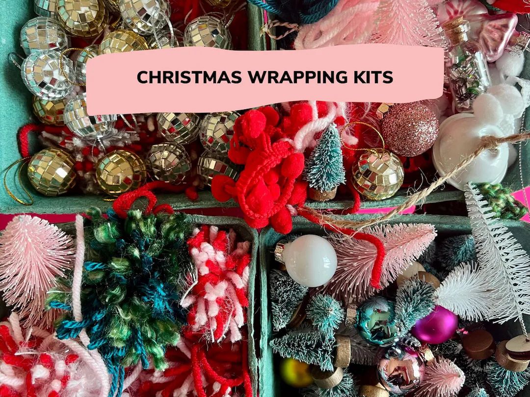 Curated Christmas Gift Wrapping Kit & Toppers - Etsy | Etsy (US)