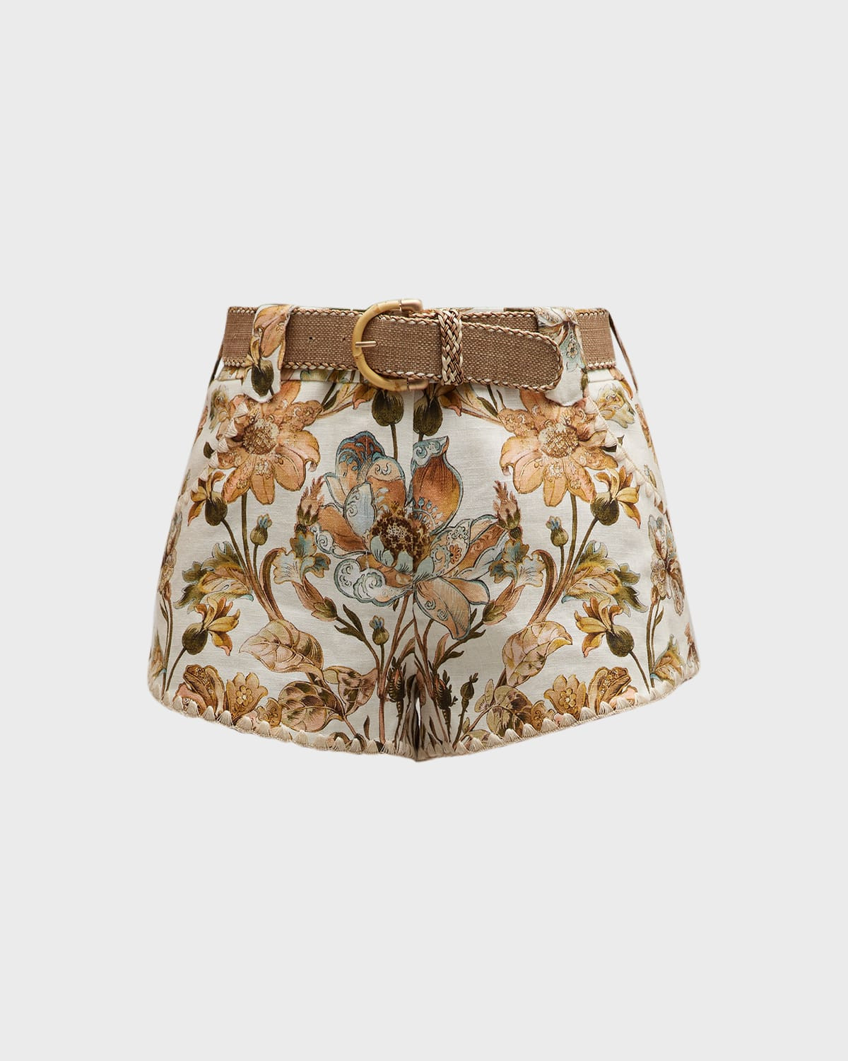 Chintz Floral Linen Mini Shorts | Neiman Marcus