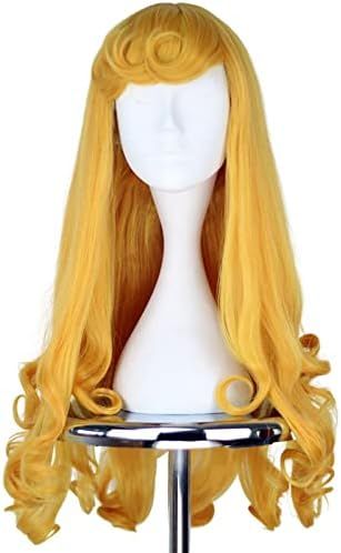 Yan Dream Princess Wig Golden Long Curly Wig Halloween Costume Anime Cosplay Party Wavy Wig with ... | Amazon (US)