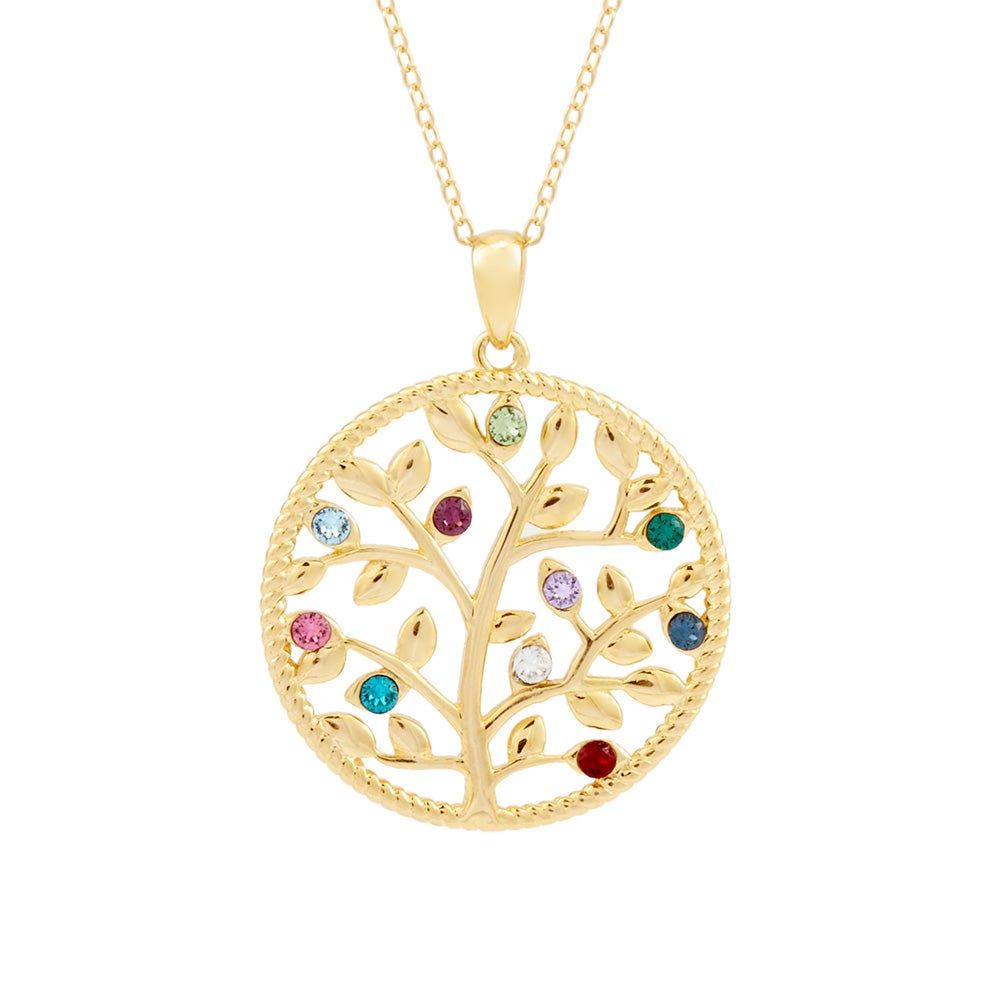 10 Stone Custom Birthstone Gold Family Tree Necklace | Eve's Addiction Jewelry