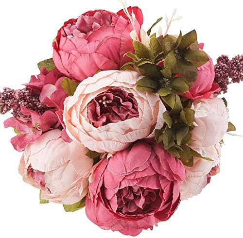 Flojery Silk Peony Bouquet Vintage Artificial Peonies Flower for Home Wedding Party Decor (1pcs, ... | Amazon (US)