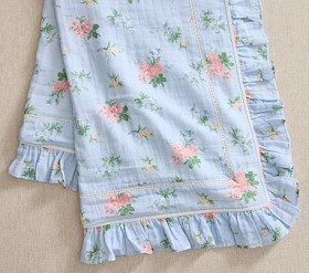 Hill House Home Floral Ruffle Oversized Organic Muslin Baby Blanket | Pottery Barn Kids