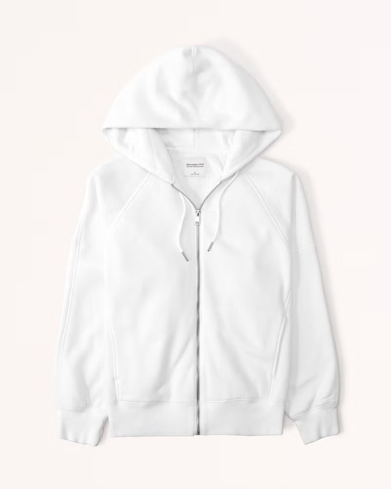 Abercrombie & Fitch Women's Essential Oversized Sunday Hooded Full-Zip in White - Size XS | Abercrombie & Fitch (US)