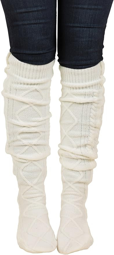 Floral Find Women's Cable Knit Knee-High Winter Boot Socks Extra Long Thigh Leg Warmers Stocking | Amazon (US)