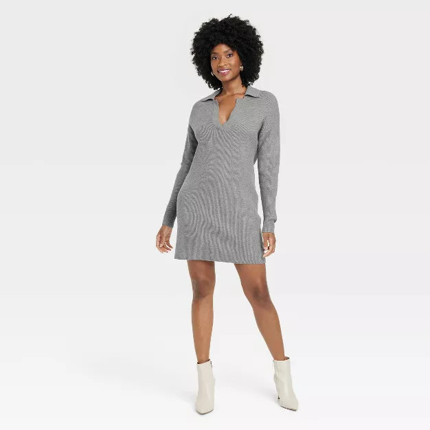 Women's Long Sleeve Polo Sweater Dress - A New Day™ | Target