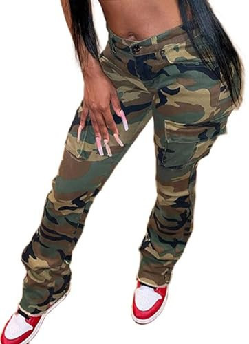 Camo Cargo Pants for Women Camouflage Camoflash Active Jogger Sweatpants Ttrousers Plus Size | Amazon (US)