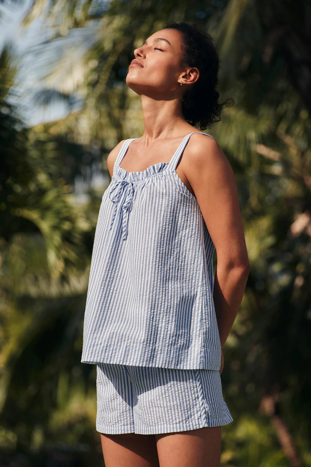 Alice Shorts Set in Blue Seersucker | Lake Pajamas