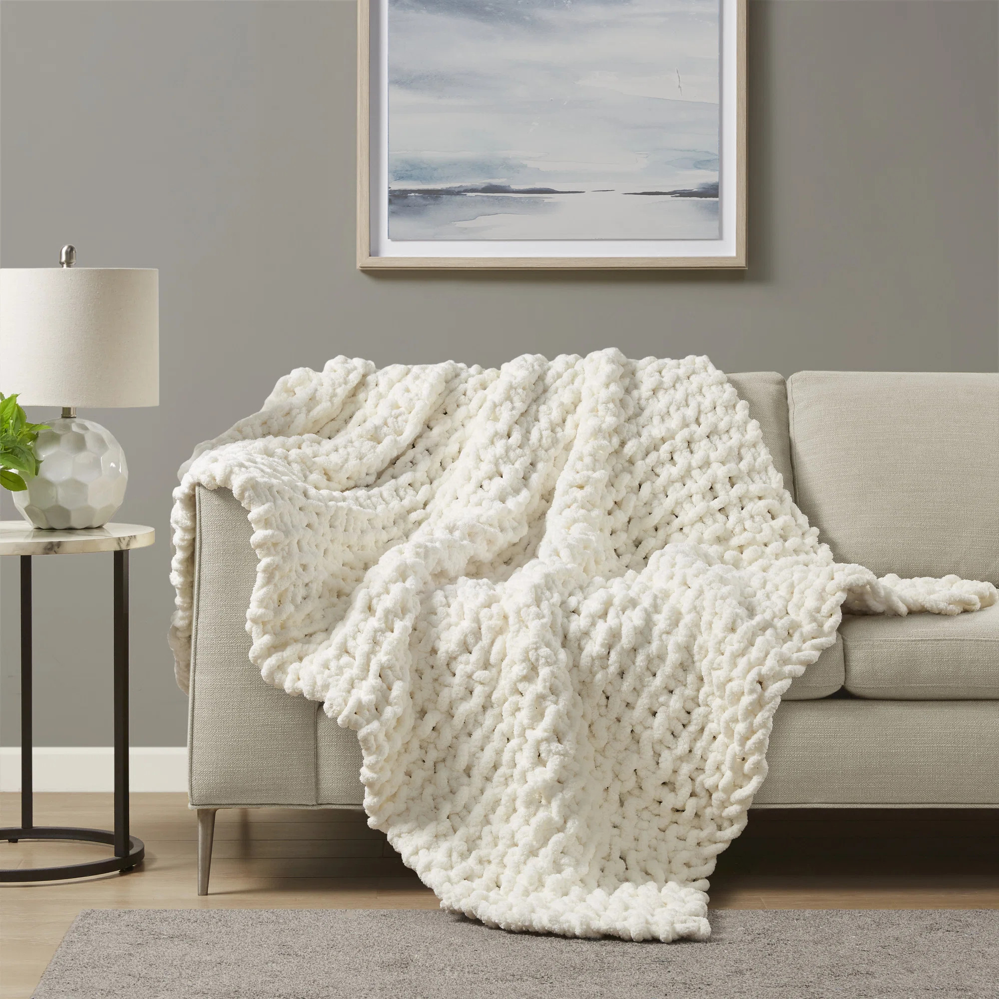 Chenille Chunky Knit Luxurious Soft Handmade Throw | Wayfair North America