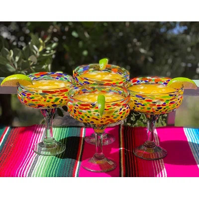 Godines Mexican Hand Blown 16 oz. Confetti Rock Margarita Glasses | Wayfair North America