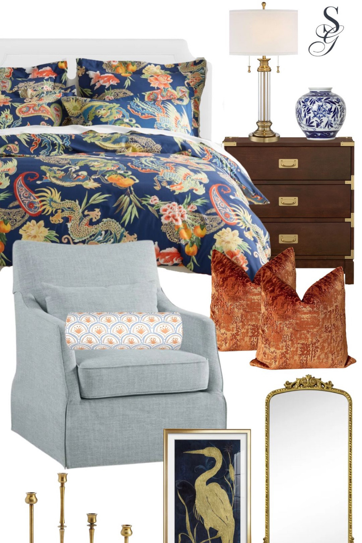 Bedroom Design✨
Own and love this duvet cover! Used all my wedding gift cards for it and I’m so glad I did 🤍 Have had a little over a year now and has held up perfectly! 


#grandmillenialhome #bedroom #bedding #lumbarpillow #wallart #livingroomdecor #primarybedroom #masterbedroom #chinoiserie #chest #nightstand #dupe #candlesticks #lamp #throwpillow #classicdesign #bedroominspo#bedroomdesign
#duvet #headbord


Bedroom, blue chair, bedding, anthro dupe, chest of drawers, duvet color, colorful bedroom, Wall Art, Living Room Furniture , lamp , pull chain lamp, gold lamp 

#LTKhome #LTKfindsunder100