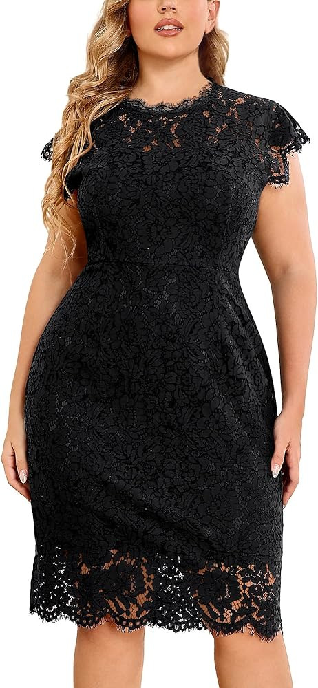Miusol Women's Retro Lace Sleeveless Plus Size Formal Evening Prom Dress | Amazon (US)