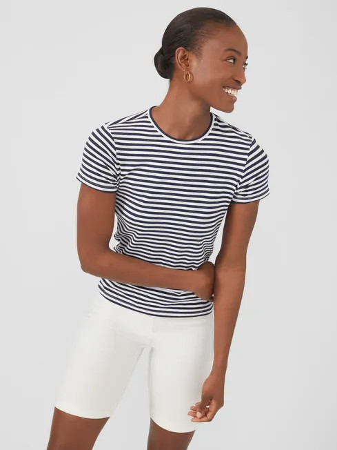 Allie Cap Sleeve Tee in Stripe | J.McLaughlin