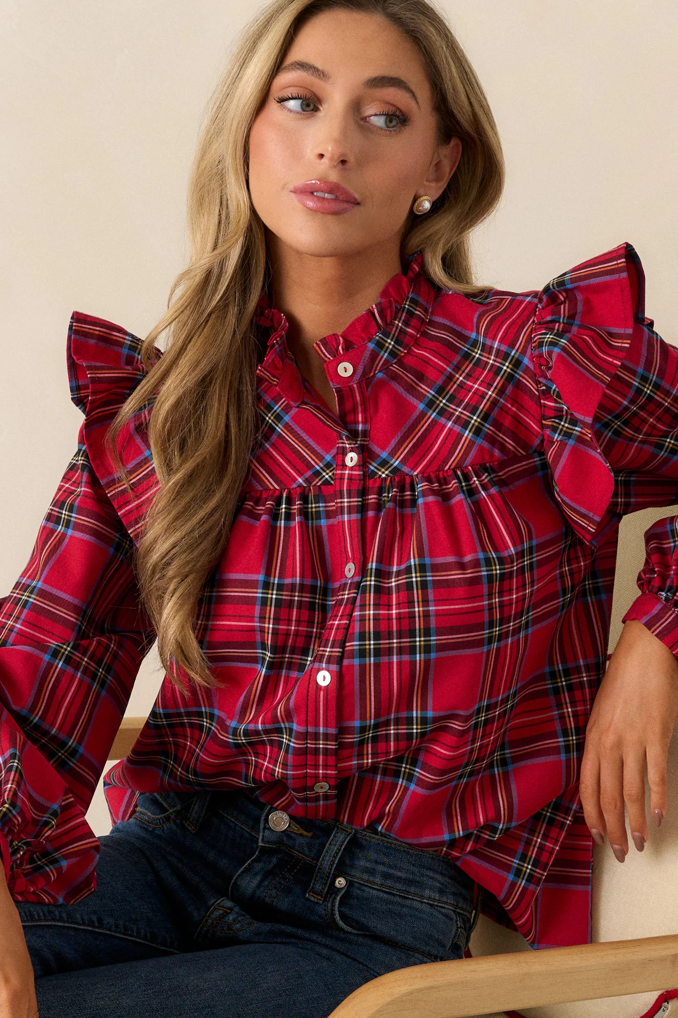 Sled You Go Red Plaid Shirt | Red Dress