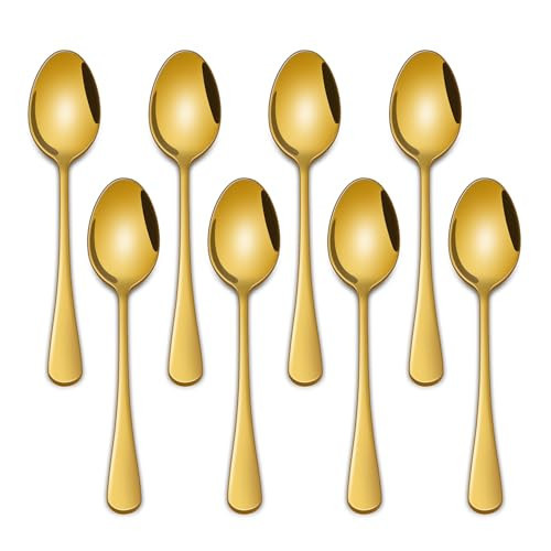 5.5 Inch Coffee Spoons,8 Pieces Stainless Steel Gold Tea & Coffee Spoon,Mirror Polishing Metal Small Espresso Spoons,Dishwasher Safe Teaspoon,Golden Mini Demitasse Spoon | Amazon (US)