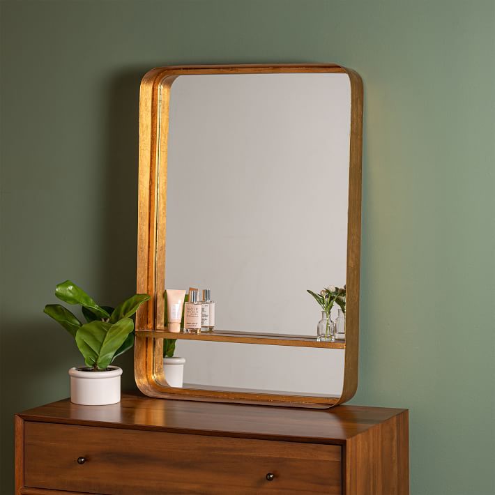 Gold Mirror with Shelf | West Elm (US)