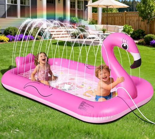 KingSom Splash Pad Sprinkler for Kids,Flamingo Splash Pad for Toddlers,Thicken Toddler Sprinkler Pool,Splash Play Mat Summer Outdoor Water Toys, Inflatable Splash Pad for Kids,Backyard Baby Kid Pool | Amazon (US)