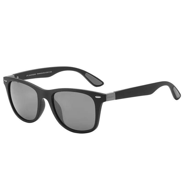 Piranha Eyewear Plus Classic Square Black Sunglasses with Smoke Lens - Unisex | Walmart (US)