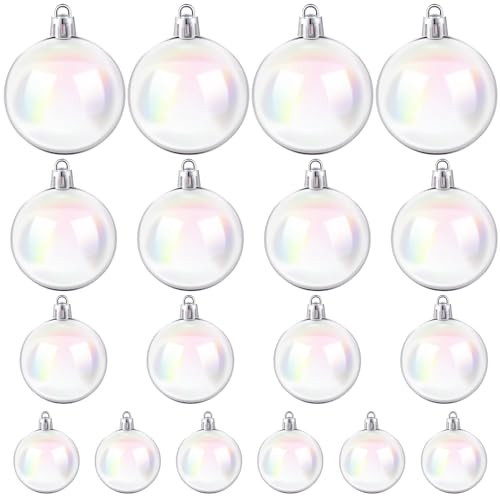 18Pcs Christmas Iridescent Ornaments Balls Christmas Decorative Hanging Ornaments DIY Clear Christmas Ball Ornaments for Xmas Party Birthday Wedding Decor | Amazon (US)