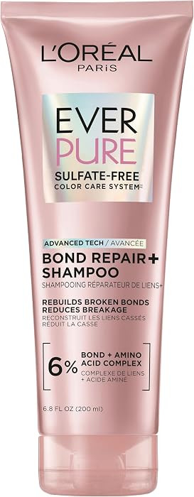 L'Oreal Paris Bonding Shampoo for Color Treated Hair, Strengthens and Repairs Weak Hair Bonds, Sulfate Free & Vegan Hair Care, EverPure, 6.8 Fl Oz | Amazon (US)