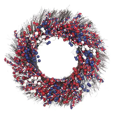 Holiday Living Artificial grapevine Indoor/Outdoor Hanging decoration Wreath Patriotic 4th of Jul... | Lowe's