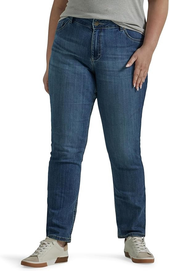 Lee Women's Plus Size Legendary Mid Rise Straight Leg Jean | Amazon (US)