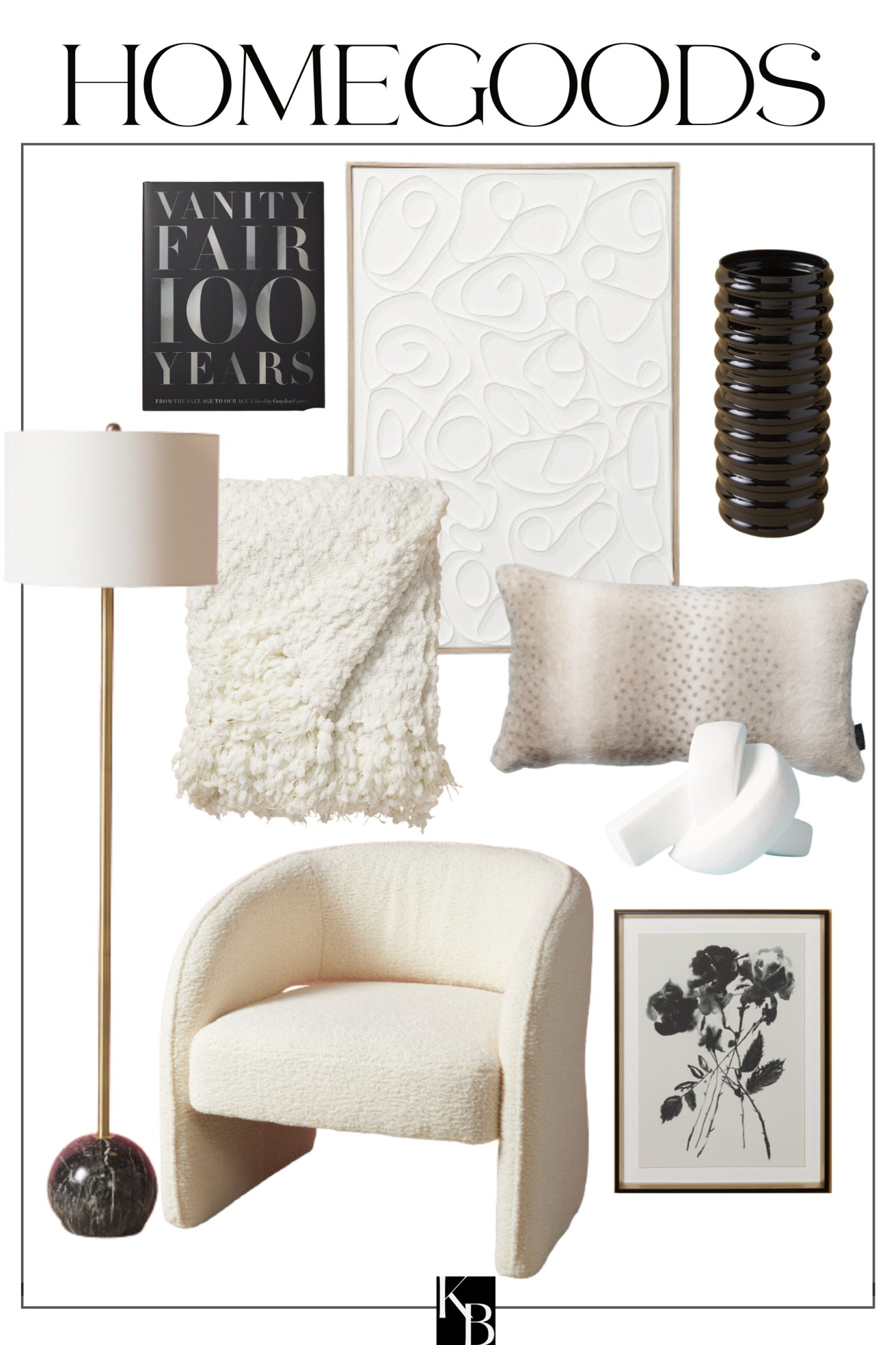 Homegoods, looks for less, arm chair, texture art, marble lamp, floor lamp, throw pillow, fluted vase, coffee table book

#LTKunder50 #LTKFind #LTKhome