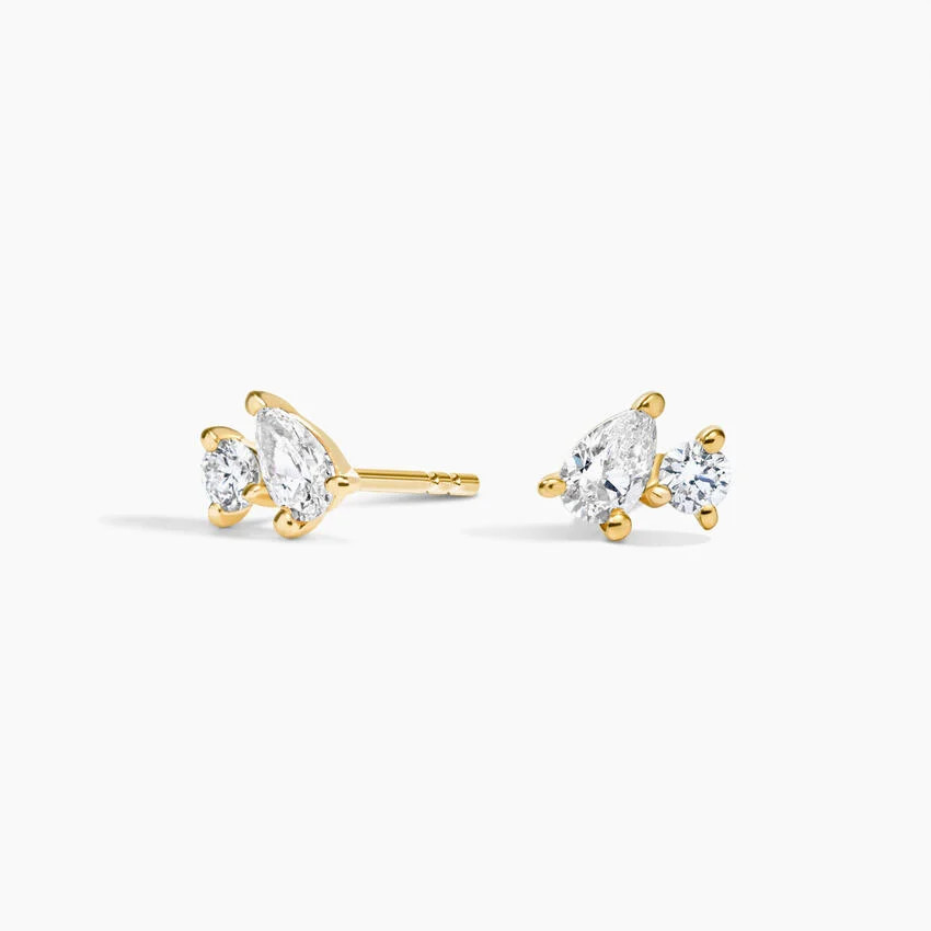 Pear and Round Lab Diamond Toi et Moi Earrings (1/3 ct. tw.) in 14K Yellow Gold | Brilliant Earth