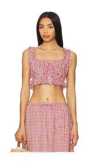 Ruffle Button Up Top in Red Multi | Revolve Clothing (Global)