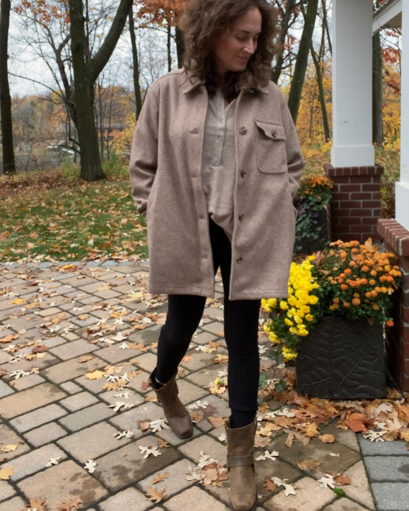 Neutral Shacket, long layering Henley 

#LTKfindsunder50 #LTKover40 #LTKstyletip