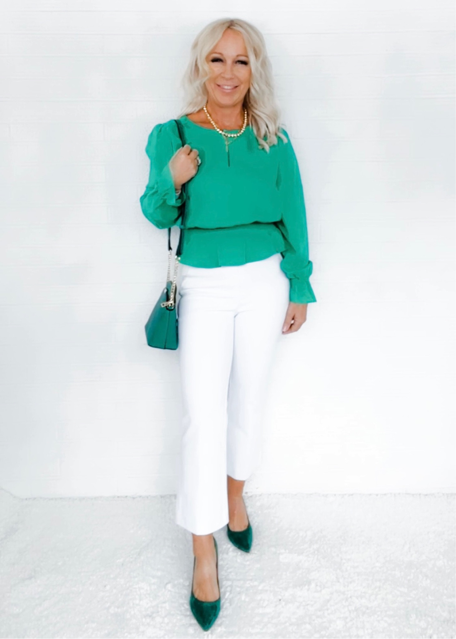 Saint Patricks Day Outfit!
-Green peplum top
- white no see through pants

Sophisticated Style / Midlife / Fashion Over 40 / Fashion Over 50

#LTKSeasonal #LTKworkwear #LTKFind